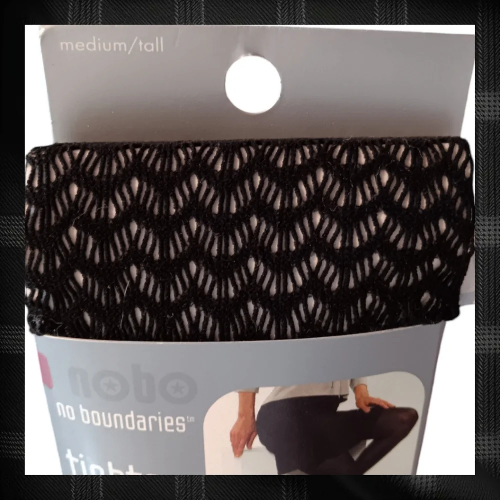 No Boundaries Black Openwork Textured Net Fashion Tights Size MedT